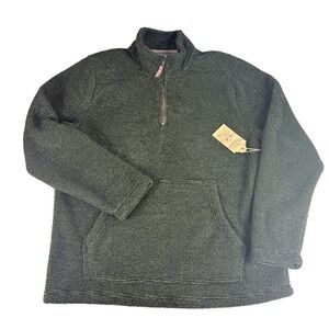 Telluride Clothing Co Men Large Fleece Pullover Sweatshirt Green Quarter Zip NWT